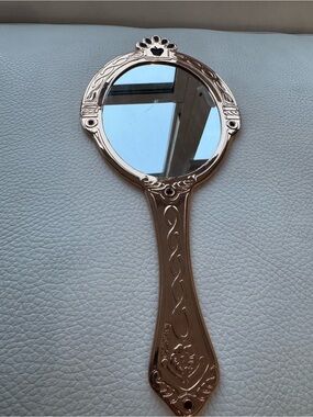 Besame Snow White Vintage Style Rose Gold Handheld Vanity Mirror